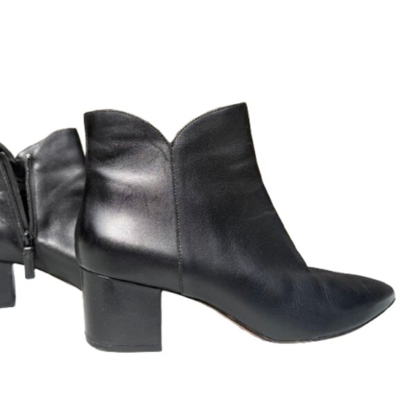 Cole Haan Elyse Black Leather Ankle Boots – Sleek Pointed Toe and Block Heel 10B - Picture 1 of 4